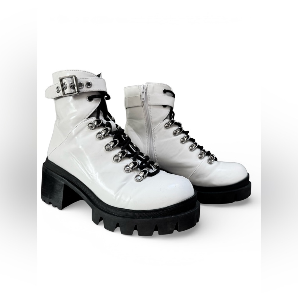 🖤Jeffrey Campbell🤍 White Czech Combat Boots sz 8